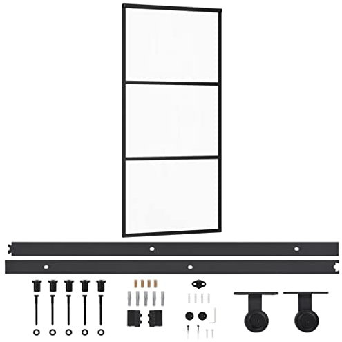 vidaXL Porta Scorrevole con Kit Montaggio Vetro ESG Alluminio 90x205cm