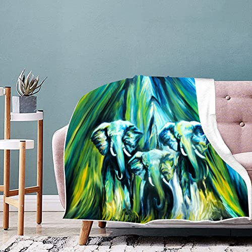 ZZXHG Kuscheldecke Kinder 100 x 150 Grüner Elefant Erwachsener, Weiche Flauschige Plüsch Decke Für Baby Haustie, Leichte Flanell Fleecedecke Tagesdecke/Sofadecke/Couchdecke/Wohndecke/Hundedecke