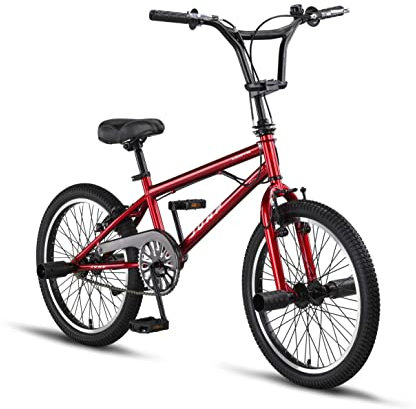 Licorne Bike Jump Premium BMX 360° Rotor-System, 4 Stahl Pegs, Kettenschutz, Freilauf (Rot, Freestyle)