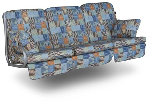 Angerer Freizeitmöbel GmbH Coussin pour balancelle Hollywood Comfort - Convient pour de nombreuses balançoires hollywoodienne 3 places - Fabriqué en Allemagne - Motif bleu et beige