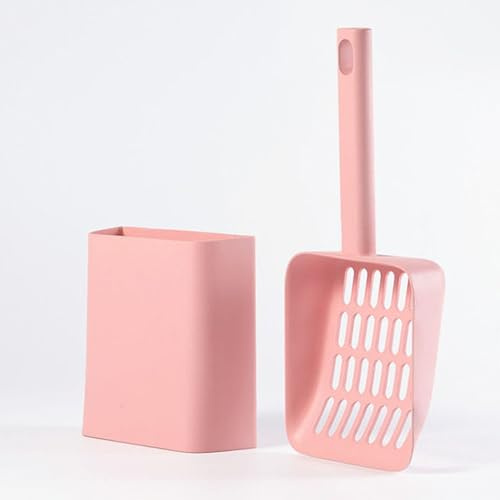 MZFANG Pala de Arena para Gatos con Estante Recogedor Cuchara Basura de Plástico Pala de Basura para Gatito Limpieza para Mascotas Gatos Herramienta Limpieza (Rosa)