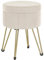 SONGMICS Storage Ottoman, Velvet Dressing Table Stool, 39 x 44.4 cm (Dia. x H), Round Storage Stool Seat, 4 Metal Legs, for Dressing Room, Living Room, Bedroom, Cream White LOM003W51