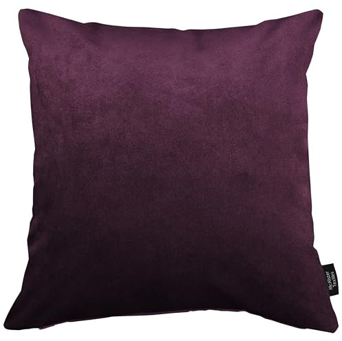 McAlister Textiles Matter Samt Knife Edge | Kissenbezug für Sofakissen in Aubergine Violett | 43 x 43cm | erhältlich in 25 Farben | griffester Samt | Kissenhülle für Samtkissen