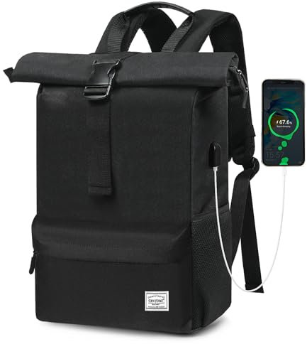 TANTOMI Rucksack Damen Groß, Laptop Rucksack Herren, Unisex Tagesrucksäcke Rolltop Rucksack Wasserdicht, Reiserucksack Lässiger Backpack Schule Freizeit Uni Arbeit Wandern
