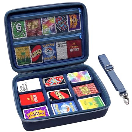 XANAD Tragetasche für 2700+ Tasche Sammelkarten, passend für UNO, SKYJO, Pokemon, Phase 10 Junior, Cards Against Humanity Das lustige Kartenspiel (Blau)