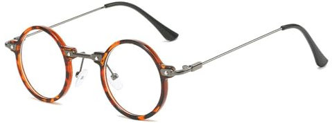 PPFVVTV Gafas de sol estilo retro Steampunk para hombre y mujer, pequeñas y redondas, estilo hip hop, con cristales transparentes, con protección UV400, montura de leopardo transparente, talla única