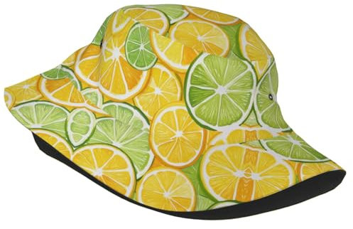 Chapeau cloche à imprimé citron tranché - Chapeau d'été - Chapeau de voyage pliable - Chapeau d'extérieur pour femme et homme, Citron tranché 11, Taille unique