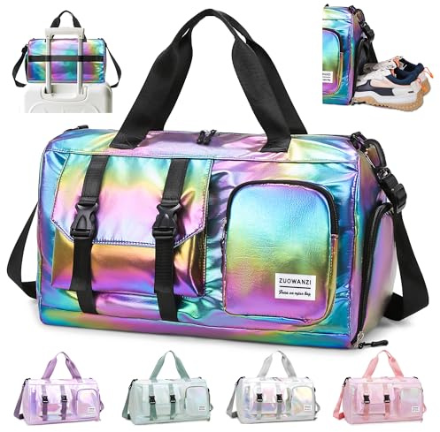 Hoseay Sac de Sport Femme Imperméable Sac de Voyage avec Compartiment Chaussure y Poche Humide Sacs Weekend Leger Sacs Piscine Grande Capacité Gym Duffle Bag 24L pour Natation Yoga Gymnastique, Noir
