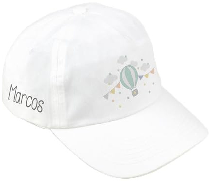 Mi Pipo - Gorra Infantil Personalizada Globo Blanco | Gorra Niño y Niña con Nombre Bordado, Algodón 100% | Talla Única y Ajustable | Diseño Transpirable y Ligero para Verano