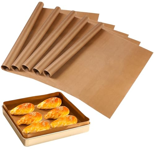 5 Pezzi Carta Forno Riutilizzabile 40 x 60cm Carta Da Forno Riutilizzabile,Carta Antiaderente,Carta Forno Fogli,Carta Forno Rotolo,per Pane, Biscotti, Barbecue, Resistente Al Calore e Antiaderente