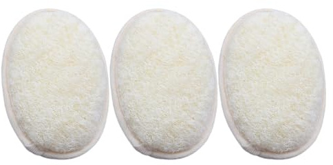 WEKADRIN Spugna Esfoliante Naturale in Luffa 3 Pezzi 10x14,5 Cm Supporto e Corda per Doccia, Scrub Corpo Riutilizzabile per Pelle Morbida e Pulizia Profonda Quotidiana