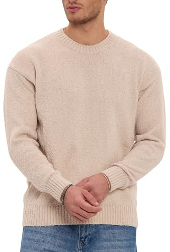 Redbridge by Spruce Jersey de punto de cuello redondo de punto fino de material suave Clásico suéter de punto para el día a día y la oficina, beige, XL