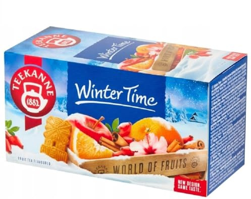 Teekanne Winter Time Flavored All Natural Fruit Tea with Rosehip, Hibiscus, Orange Peel, Cinnamon and Almond Biscuit 20 Teabags