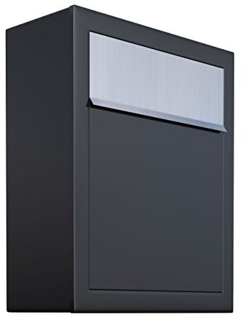 Briefkasten, Design Wandbriefkasten Base Schwarz/Edelstahl - Bravios