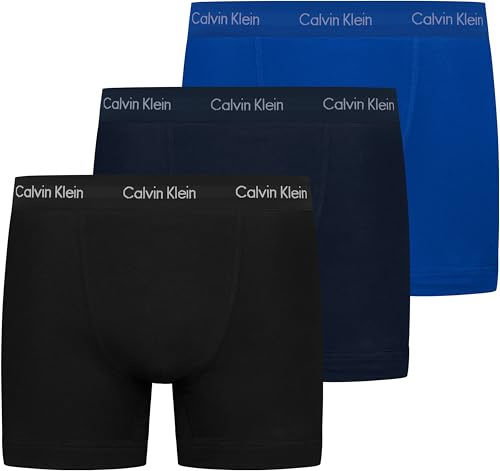 Calvin Klein Uomo Pantaloncini Boxer Confezione da 3 Intimo, Multicolore (C-Black/Blu/Blu), L