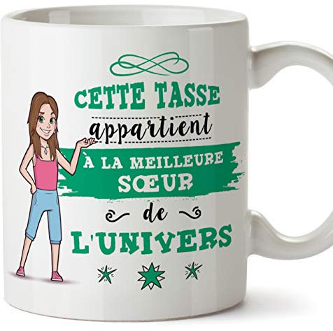 Mugffins Soeur Mug/Tasse - La Meilleure Sœur de l'univers - Tasse Originale/Cadeau Anniversaire. Céramique 350 ML