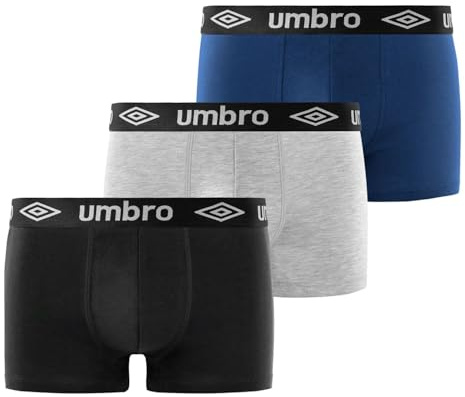 Umbro Calzoncillos Hombre Boxer Algodón, Ropa Interior Hombre, Hipoalergénico, Transpirable (Lote de 3)