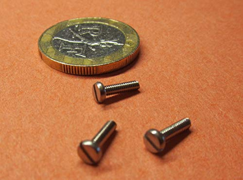 18-8 Stainless Steel Cheese Head Slotted Machine Screws, Fully Threaded, M2 x .4 mm Thread Size x 8 mm Length, 100 Pcs