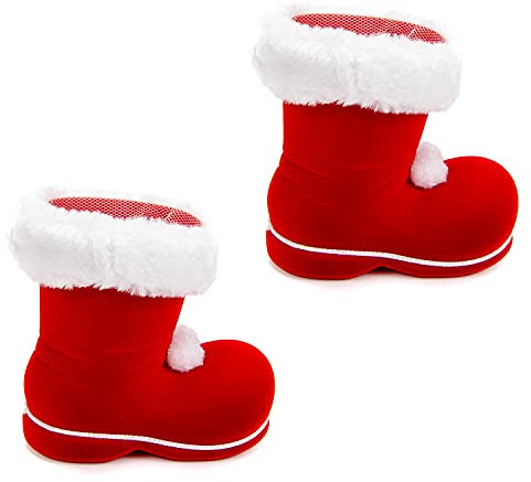 * Nikolausstiefel in vielen Größen und Farben zum Befüllen und als Deko | Weihnachtsmannstiefel Dekostiefel Adventsstiefel Weihnachtsstiefel | winzig bis riesengroß (S | 2 x roter Stiefel)