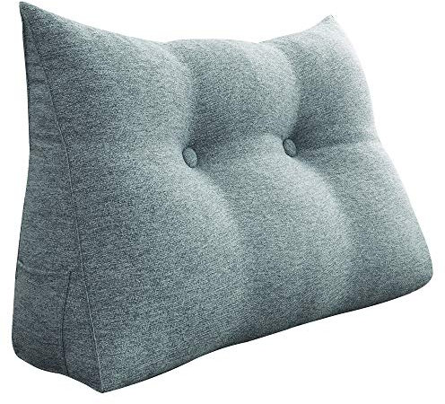 VERCART Sofakissen Groß Fest mit Bezug Polster Sofa Dreieck Gepolstert Ruecken Kissen für Couch Tagesbett, Rückenkissen für Bett zum Anlehnen Grau 60x20x50cm