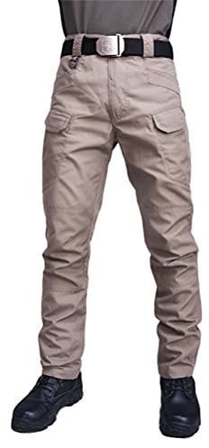 ORANDESIGNE Pantaloni Tattici da Uomo Pantaloni da Lavoro ​Trekking Elastico Pantaloni Cargo Pantaloni Pantaloni Militari da Combattimento Leggero Traspirante All'aperto A Cachi 3XL