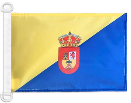 AZ FLAG - Drapeau Grande Canarie - 45x30 cm - Pavillon Nautique Gran Canaria - Iles Canaries Spécial Bateau Et Extérieur En Maille Bloquée Avec Anneaux Plastiques Intégrés - 30g