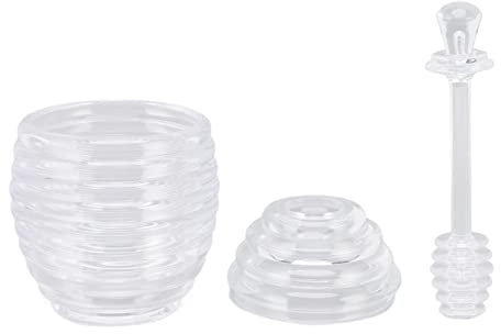 Tarro De Miel Transparente, Tarro De Miel, Tarro De Miel Transparente En Forma De Abeja De Plástico Tarro De Miel Con Varilla Agitadora Accesorios De Cocina Para El Hogar