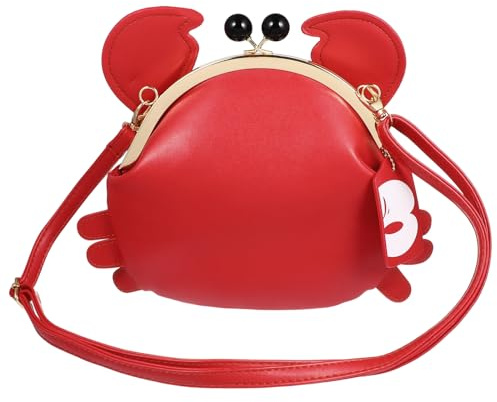 Crab Satchel Handtasche Neuheit Krabbenverschluss Clutch Geldbörsen Tier Crossbody Taschen Schultertasche Geldbörse Krabbe Geldbörse für Mädchen Frauen, rot, 17x0.5x19.5cm