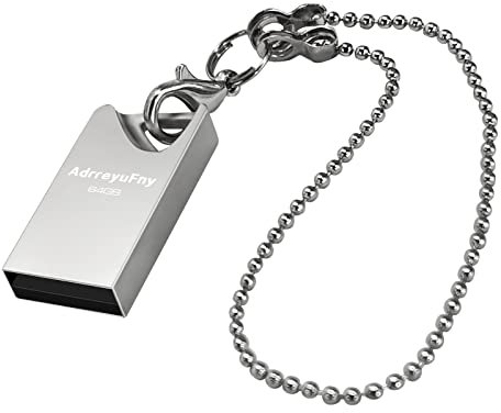 USB Stick 64GB, Mini Flash Drive USB 2.0 64GB Pen Drive Wasserdicht Memory Stick USB Key Tragbarer Speicherstick Metall Pendrive für Laptop, Computer, Tablet usw (Silber)