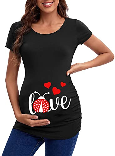 Chemise Femme Enceinte Grossesse Chic Pas Cher Tee Shirt Grossesse Été Humour Graphique Love Manche Courte Col Rond Grande Taillea La Mode Été Casual Tops Blouse Haut