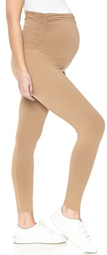 Leggings Depot Women's Maternity Leggings Over The Belly Pregnancy Casual Yoga Tights (Khaki, Small)