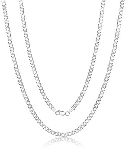 Aka Gioielli - Catena Cubana 5mm in Argento 925 Massiccio- Collana Grumetta Uomo Donna Argento 925 Vero - lunga 55 cm