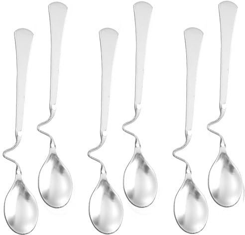 LATRAT 6 cucchiai in acciaio inox con manico curvo, cucchiaino da caffè, cucchiaino da caffè, cucchiaino da caffè, cucchiaino in acciaio inox, cucchiaio da marmellata, cucchiaino da tè
