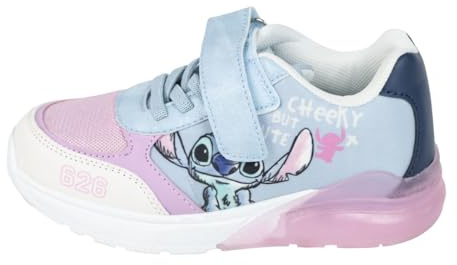Sneakers Stitch per Bambini - Blu e Rosa - Misura 35 - Chiusura in Velcro - Scarpe Sportive con Suola in TPR e Luce LED - Rinforzo in Punta - Prodotto Originale Disegnato in Spagna