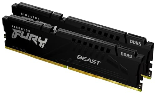 Kingston FURY Beast Negro DDR5 32GB (2x16GB) 6800MT/s CL34 DIMM Memoria gamer para Ordenadores de sobremesa Kit de 2 AMD EXPO e Intel XMP - KF568C34BBEK2-32