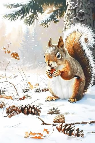 GUAIEUW Squirrel Eating Chestnut in The Snow Diamond Painting Kit for Adult, DIY Full Drill Diamond Art for Beginner, 5D Diamond Dots Kits Painting Crafts for Home Decor (18x24 inch)