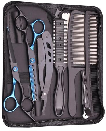 Collezione di forbici da parrucchiere | Forbici da parrucchiere strutturanti per tagli precisi – strumenti professionali per modellare e curare la barba, set di forbici in acciaio inox per il salone a