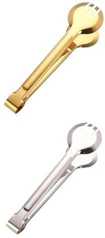 Lot de 2 pinces à glaçons en acier inoxydable - Pinces de cuisine pour asperges - Pinces à saucisses - Pinces à poisson - Pinces à pâtes - Pinces de cuisine en acier inoxydable - Pinces à barbecue -
