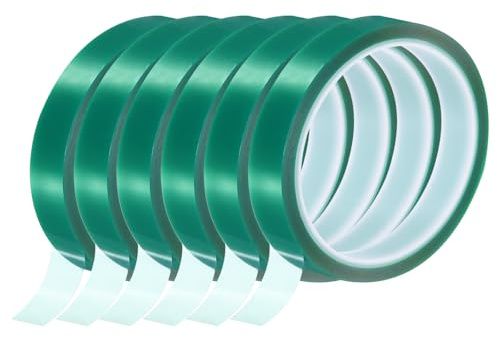 QUARKZMAN Nastro Termico Verde, 6 Rotoli 20mmx33m 108ft Nastro Resistente Alle Alte Temperature per Sublimazione, Pressa a Caldo, Trasferimento Termico, Circuito Stampato, Senza Residui