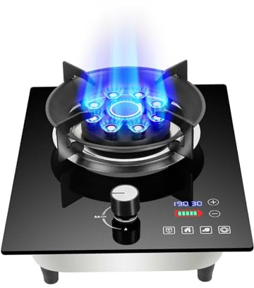 Estufa De Gas Empotrada,Estufa De Gas De Vidrio De 4.5 Con Potencia De Fuego,Temporizador Y Cubierta De Acero For Fuego,Cocina Doméstica Con Protección Contra Apagado De Llamas(NG)