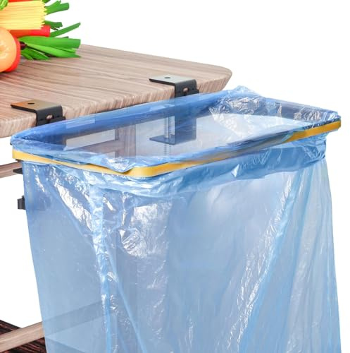 GeluEla Supporto per sacco della spazzatura, da parete per armadi, in metallo, portatile, in acciaio inox, per appendere i rifiuti per cucina, armadio, auto, ufficio, viaggio
