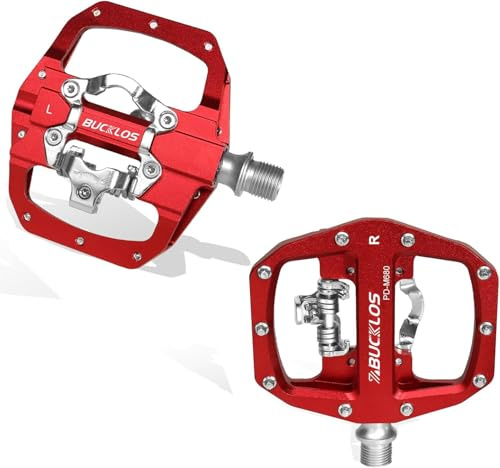 AEYINO Bicicleta para pedales SPD – Pedales de aluminio para bicicleta de montaña con lado plano SPD – Pedales de clic MTB para bicicleta de carretera con rodamientos sellados compatibles con SPD