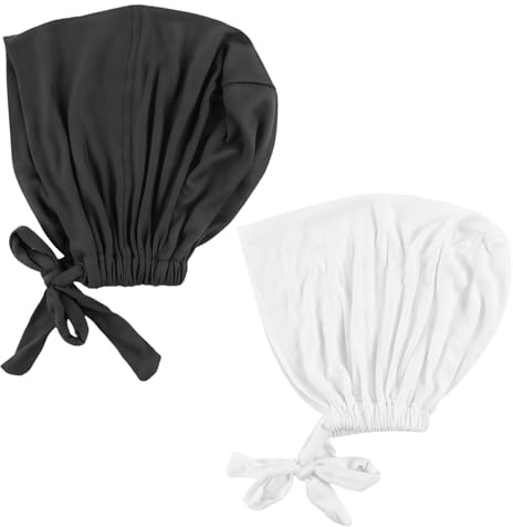 LUMOOM Lot De 2 Foulards Hijab Pour Femme, Turban Respirant, Bandana Pré-Noué Pour La Perte De Cheveux, Sous-Foulard RéGlable En Noir Et Blanc