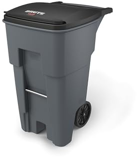 Rubbermaid Commercial Products BRUTE Rollout Plastic Trash/Garbage Can/Bin with Wheels 65 Gal for Restaurants/Hospitals/Offices/Back of House/Warehouses/Home