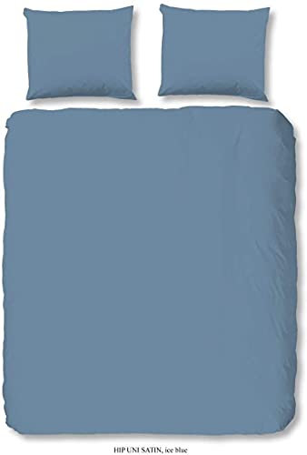 Hip Mako Satin Bettwäsche 3 teilig Bettbezug 240 x 200/220 cm Kopfkissenbezug 60 x 70 cm Uni 0280.20.03 Ice Blue