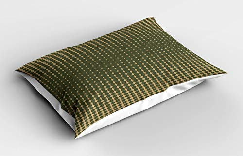 ABAKUHAUS olivgrün Kissenbezug, Vintage ovale Punkte, Dekorativer Standard King Size Gedruckter Kissenbezug, 80 x 40 cm, Olivengrün Hellbraun