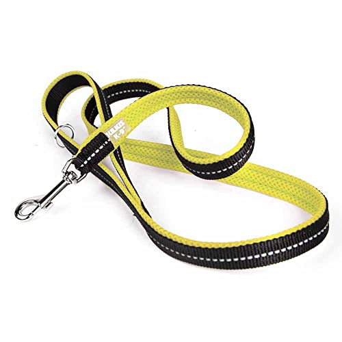 Julius-K9 Laisse IDC Powair, Taille: 1,2 m avec poignée et Petit Mousqueton, Jaune Fluo