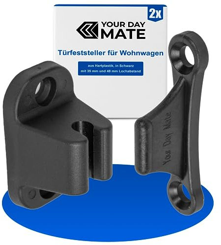 Türfeststeller für Wohnwagen, 2 Pack, Schwarz, zum Anschrauben, mit 35 mm und 48 mm Lochabstand, Türschloss Stauraum-Tür Camper, Türhalter Serviceklappe Wohnmobil, Türschnapper Campervan, Türsicherung