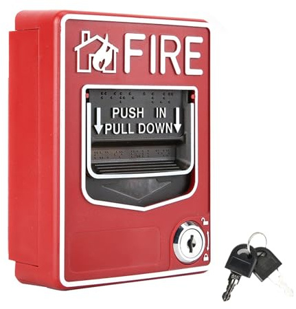 Lite Alarms, Dual Action Manual Pull Station Alarm Horn Siren Sound and Light Alarms with Key Lock for Home Office Hotel Restaurant