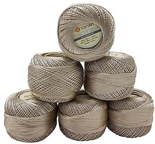 YarnArt Tulip 6 x 50 gr. Paket, Seide Mikrofaser Satin Garn Brillante Glänzend (Grau 405)